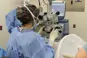 Eye surgery performed by doctor using specialized ophthalmic surgical machines and equipment